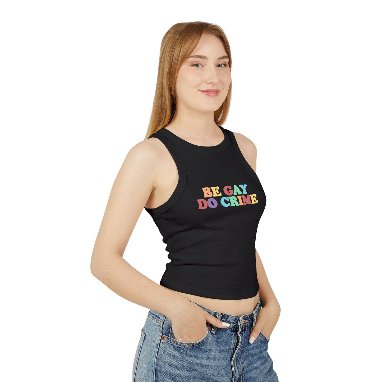 Be Gay Do Crime Racer Tank Top Y2k
