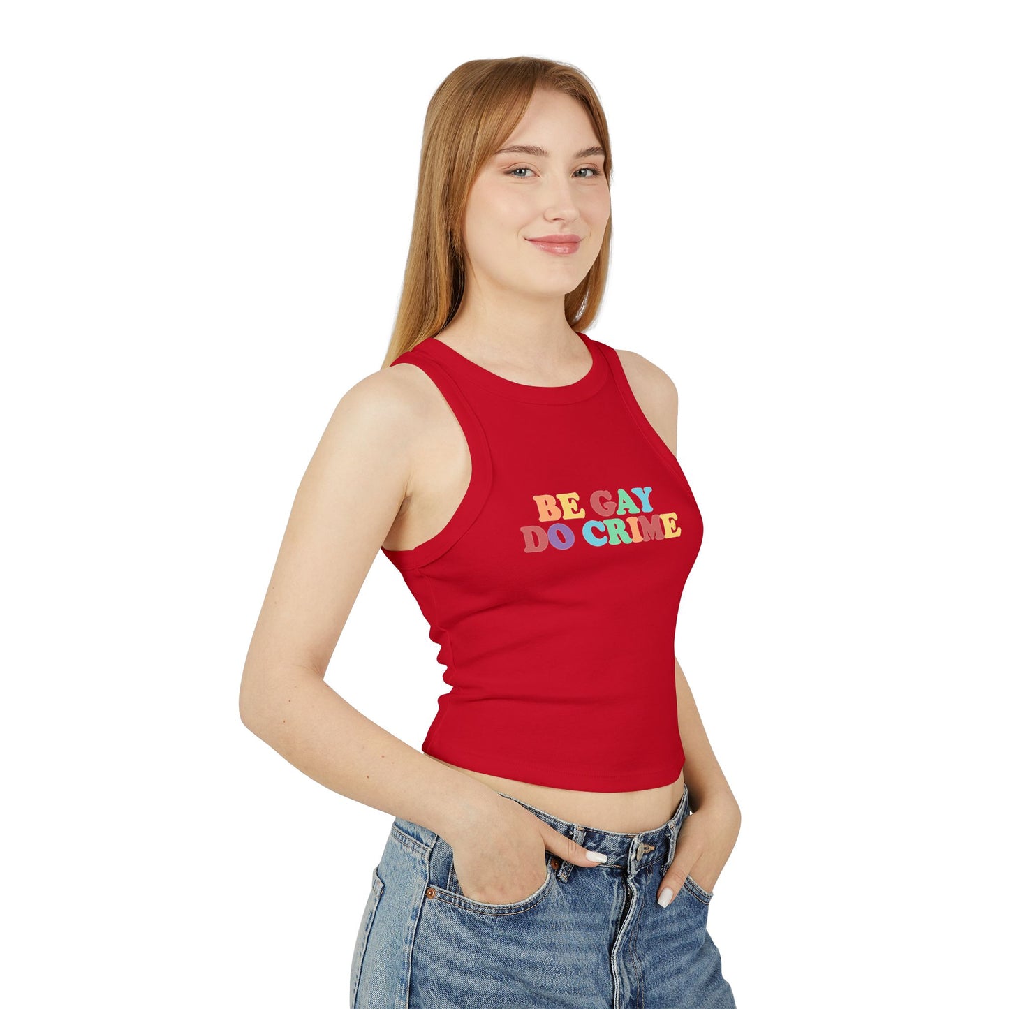 Be Gay Do Crime Racer Tank Top Y2k
