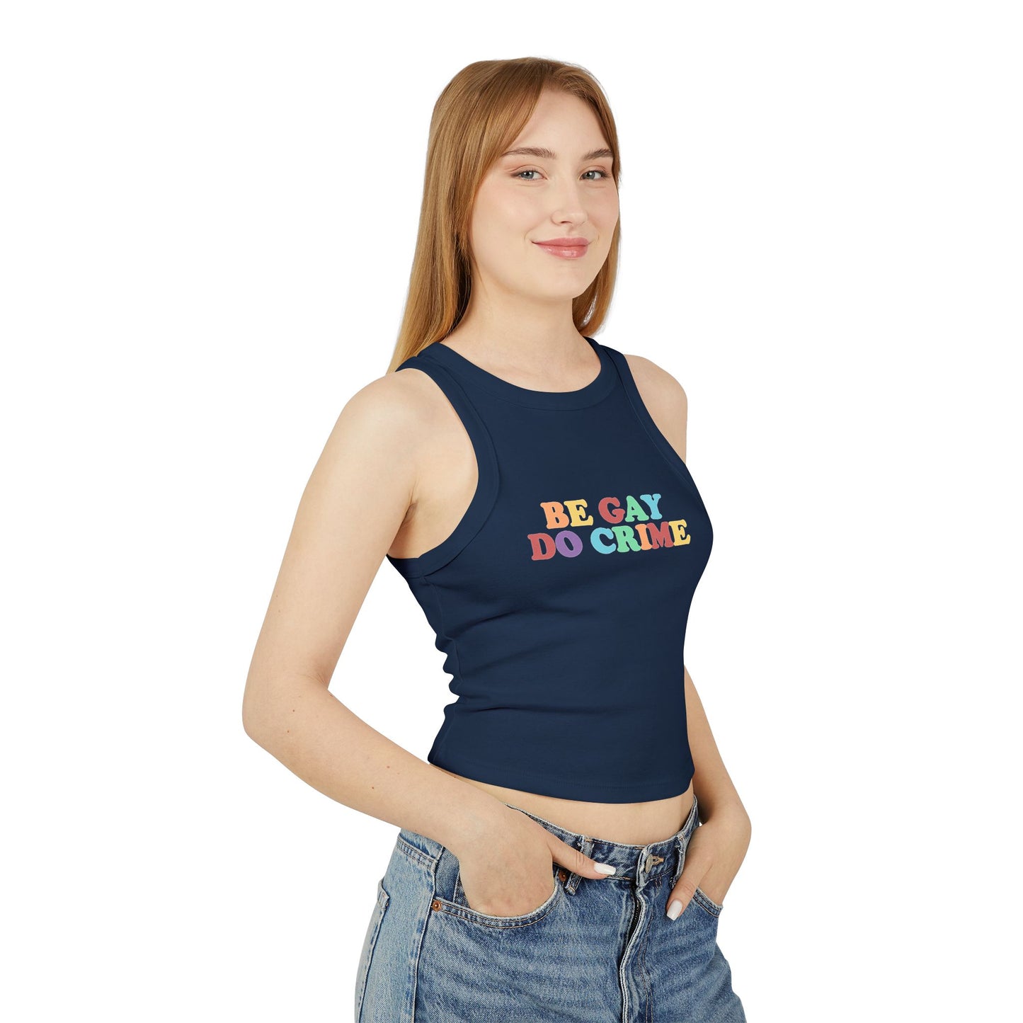 Be Gay Do Crime Racer Tank Top Y2k