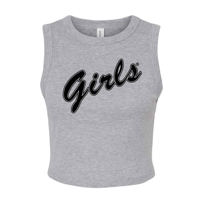 Girls Script in Black Micro Rib Muscle Crop Tank
