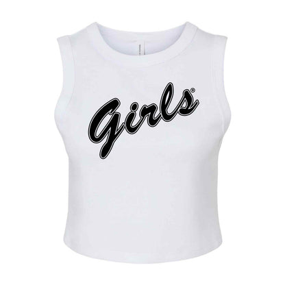 Girls Script in Black Micro Rib Muscle Crop Tank