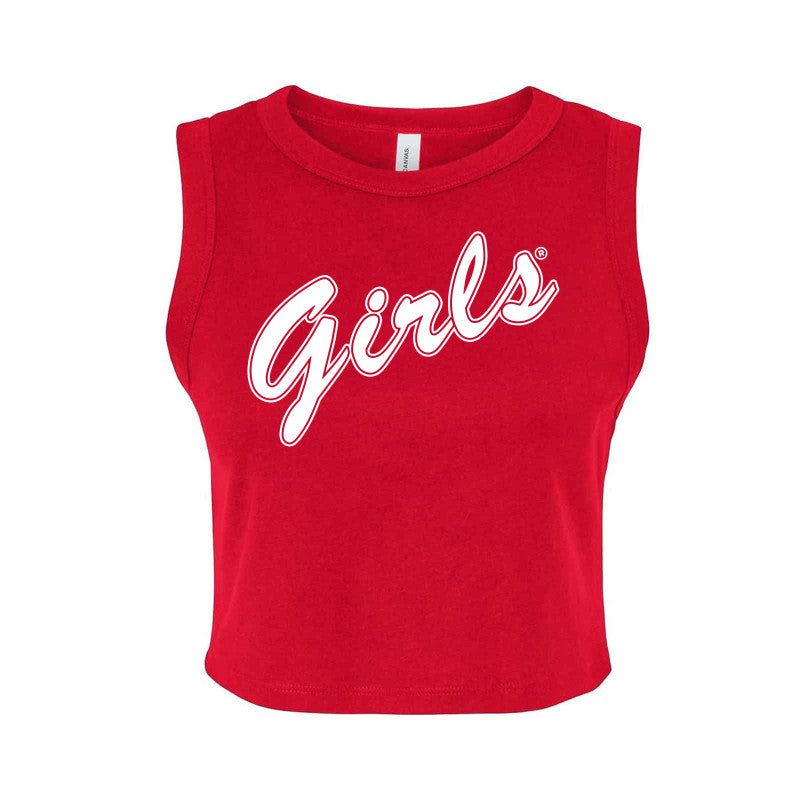 Girls Script Micro Rib Muscle Crop Tank