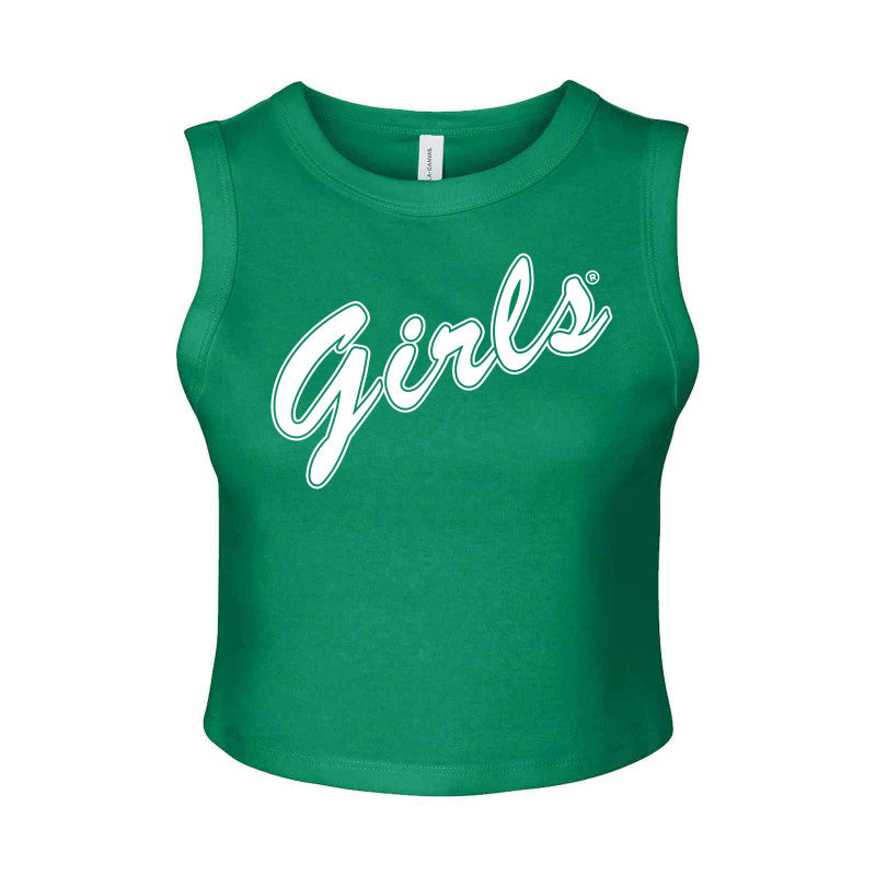Girls Script Micro Rib Muscle Crop Tank