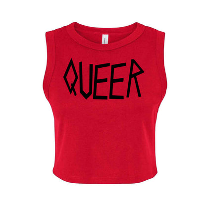 Queer in Black Micro Rib Muscle Crop Tank