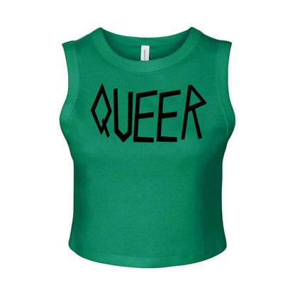 Queer in Black Micro Rib Muscle Crop Tank