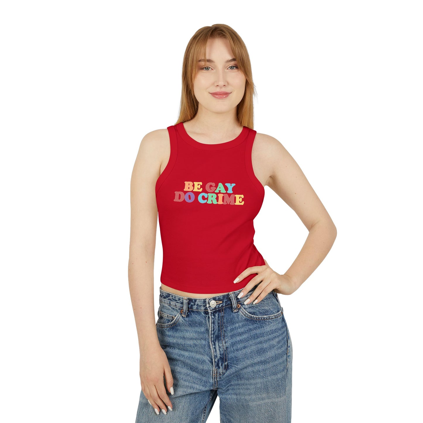 Be Gay Do Crime Racer Tank Top Y2k