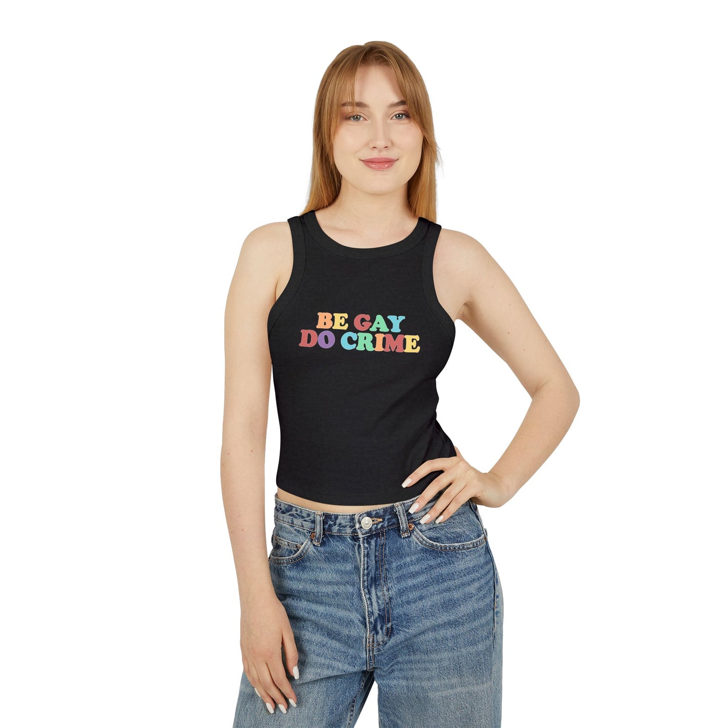 Be Gay Do Crime Racer Tank Top Y2k