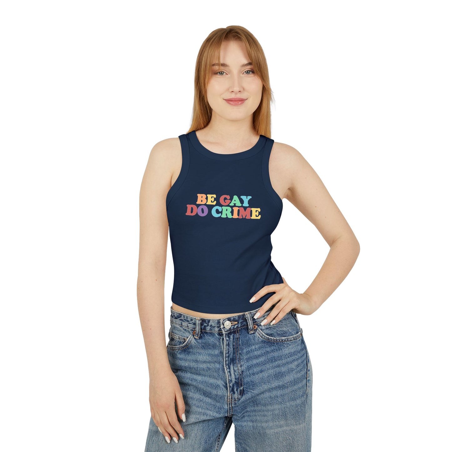 Be Gay Do Crime Racer Tank Top Y2k